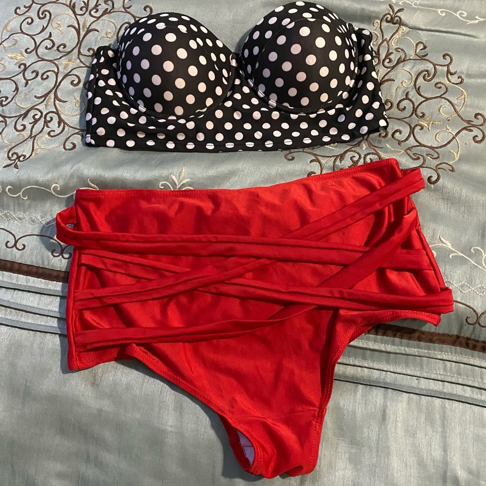 Two Piece Vintage High Waist Bathing Suit